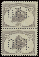 ** CP 31 25F Grey, Vertical Pair Perforated 150, This Private Perfin Is Reversed And Inverted For The Top Stamp And It I - Paketmarken