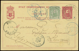 LUKUNGU POSTES (Keach Type 3A1), Postal Stationery Catalogue Stibbe N° 10 With Additional Franking N° 6a 5c. Green - Leo - Autres & Non Classés