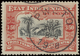 PWETO On OBP N° 27 3,50Fr. Vermilion - Mols Congo Free State Issue, Cancelled  April 23, 1908 In Black, One Tooth Missin - Autres & Non Classés