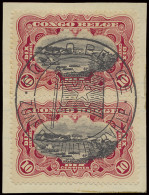 Flag Cancel CONGO BELGE - ZONE DE PONTHIERVILLE In Black On OBP N° 51 Horizontal Pair 10c. Carmine - Unilingual 1909 Mol - Sonstige & Ohne Zuordnung