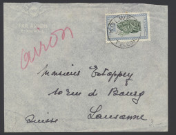 1945 Airmail Cover Franked With OBP N° 291B, Cancelled By Kolwezi Telegram Cachet And Sent To Lausanne/Switzerland, Vf - Autres & Non Classés