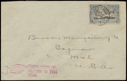 1911, Cover Franked With OBP N° 57 25c. Blue - Mols Bilingual 1910 Issue, Sent From Thysville September 11, 1911 To USA. - Other & Unclassified