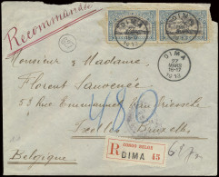 1913, Registered Cover, Franked With OBP N° 57 (horizontal Pair) 25c. Blue - Mols Bilingual 1910 Issue, Sent From Dima M - Other & Unclassified