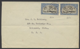 1921, Cover Franked With OBP N° 67 (2x) 25c. Blue - Mols Bilingual 1915 Issue (position #11 And #21) One Of Them With Le - Sonstige & Ohne Zuordnung