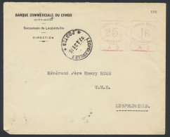 1931 Cover Franked With Red Mechanical Franking Mark 25c. - A2 And 1fr. - A2, Sent From Leopoldville April 7, 1931 To A  - Sonstige & Ohne Zuordnung