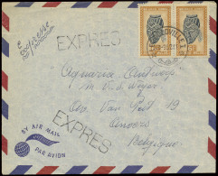 1952 EXPRES Airmail Cover, Franked N° 291 (OBP) (horizontal Pair) 6fr. Masks Issue, Sent From Leopoldville 1 To Anvers/B - Other & Unclassified