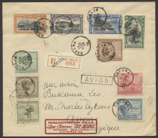 1926 Inauguration Ligne Aérienne Roi Albert Katanga Bas Congo 12-13 Févr. 1926, Carmine Framed Cachet On Registered Airm - Autres & Non Classés