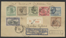 1926 Inauguration Ligne Aérienne Roi Albert Katanga Bas Congo 12-13 Févr. 1926, Blue Framed Cachet On Registered Airmail - Autres & Non Classés