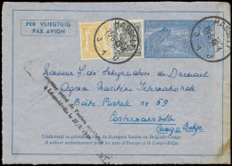 1949, Leopoldville Crash Airmail, Aerogram (front Only) With Additional Franking Belgium OBP N° 527 And 710 Sent By Airm - Sonstige & Ohne Zuordnung