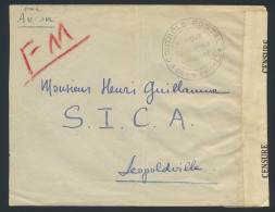 1940, Airmail Postage Free Cover Sent From Libreville/ AEF In 1940 To Leopoldville Belgian Congo, With Censor Marks Of A - Lettres & Documents