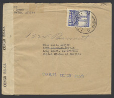 1941, Belgian Congo Censor Tape Type Aa Applied At Leopoldville-1 And Straight-line Mark Type Baa (in Blue) Applied At I - Covers & Documents