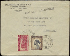 1942, Belgian Congo Censor Straight-line Type Ebb Passé Censure Elisabethville (in Black) On Cover Sent From Jadotville  - Covers & Documents