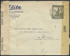 1944, Belgian Congo Censor Tape Type Aa Applied At Leopoldville By Censor Man Number 12 (in Black) On Cover Sent From Le - Lettres & Documents