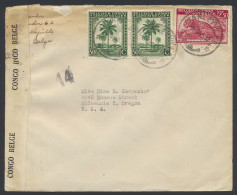 1945, Belgian Congo Censor Tape Type Aa Applied At Stanleyville By Censor Man Number 14 (in Black) On Surface Mail Cover - Storia Postale