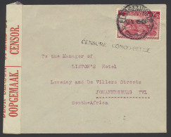 1945 Cover Franked With OBP N° 241 Sent From Elisabethville To Johannesburg/South Africa, Linear Censor Mark CENSURE CON - Covers & Documents