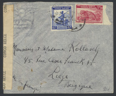 1945, Belgian Congo Censor Tape Type Aa Applied At Elisabethville By Censor Man Number 12 (in Black) On Airmail Cover Se - Lettres & Documents