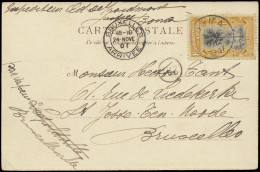 1907, Picture Postcard Franked With OBP N° 20 15c. Ochre - Mols Congo Free State Issue, Sent From Boma November 4, 1907  - Other & Unclassified