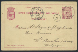 1890, Postal Stationery Catalogue Stibbe N° 5, Sent From Boma To St. Nicolas/Belgium, With Historical Text About Senders - Stamped Stationery