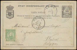1891 Postal Stationery Catalogue Stibbe N° 4 With Additional Franking OBP N° 6 5c. Yellow-green - Leopold II Second Issu - Postwaardestukken