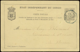 1892 Postal Stationery Catalogue Stibbe N° 8b, Sent To And From Boma June 26, 1892 (domestic Use), Very Scarce Postal St - Entiers Postaux
