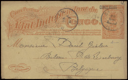 1910 Postal Stationery Catalogue Stibbe N° 24T-Cu, Overprint CONGO BELGE Misplaced To The Left, Sent From Sakania May 28 - Postwaardestukken