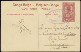 1914 Postal Stationery Catalogue Stibbe N° 43 With View 57, Sent From Belgian Congo August 18, 1914 To Chaumont-Gistoux  - Ganzsachen