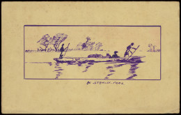 Postal Stationery Catalogue Stibbe N° 49 Request, Mint, With Hand Drawing Of A View Of A Canoe On Reverse Side Au Stanle - Ganzsachen