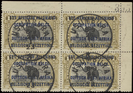 N° 34A 1Fr. Olive With Overprint EAAOB - Type A (short), In Block Of 4 (plate II2+A5 Position 4/5 And 9/10) With Corner  - Sonstige & Ohne Zuordnung