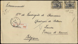 1924, Registered Cover Franked With OBP N° 34 (horizontal Pair) 1Fr Olive - EAAOB Mols Issue, Sent From Usumbura August  - Andere & Zonder Classificatie