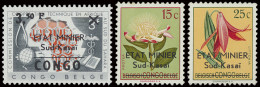 ** Lot Of 3 Stamps With Overprint ÉTAT MINIER SUD-KASAI, MNH, Very Scarce, Unlisted In OBP Catalogue, Only 3 Values Issu - Sud-Kasaï