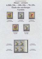 ** Error Of Surcharge On Flowers Issue, Small Study On Page (9 Stamps Including One Block Of 4), Vf (OBP €225) - Sud-Kasaï