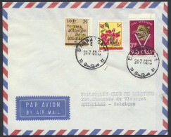1961 Philatelic Club De Belgique Cover Franked With OBP N° 12/13 And 22 7Fr. On 1Fr And 10Fr. On 2Fr. - Flowers Issue An - Zuid-Kasaï