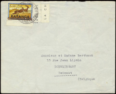 1960 Airmail Cover Franked With OBP N° 15 With Sheet Margin Used As Protection, Sent From Elisabethville-3 (Keach Type 1 - Katanga