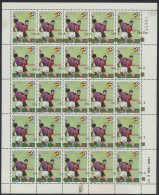 ** N° 1363-Cu WC Football 100z. Op 2k., Full Sheet Of 25 With Strong Displaced Overprint (thinning In Margin), Vf/f - Otros & Sin Clasificación