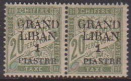 Grand Liban Taxe  2a** Variété "G" Maigre + Normal En Paire - Autres & Non Classés