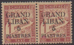 Grand Liban Taxe  5a** Variété "G" Maigre + Normal En Paire - Other & Unclassified