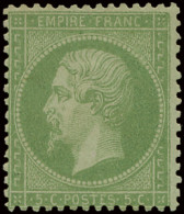 * N° 20 Napoleon III - 5c. Vert, M (Yv. €350) - 1863-1870 Napoleon III Gelauwerd