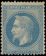 * N° 29B Napoleon III Lauré - 20c. Bleu, Gekeurd, Zm (Yv. €300) - 1863-1870 Napoléon III Lauré