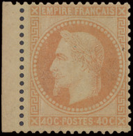 (*) N° 31 Napoléon III Lauré - 40c. Orange Met Bladboord En Zonder Gom, Zm (Yv. €375) - 1863-1870 Napoleon III With Laurels