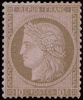 * N° 54 Gros Chiffre - 10c. Brun Sur Rose, Gekeurd Brun, Zm/m/ntz (Yv. €750) - 1871-1875 Ceres