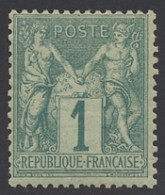 * N° 61 1c. Vert (I), M (Yv. €185) - 1876-1898 Sage (Tipo II)