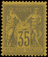 * N° 93 35c. Violet-noir Sur Jaune (II), Potlood Op Achterzijde, Zm/m (Yv. €800) - 1876-1898 Sage (Tipo II)