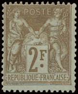 * N° 105 2Fr. Bistre Sur Azuré, Zm (Yv. €200) - 1876-1898 Sage (Type II)