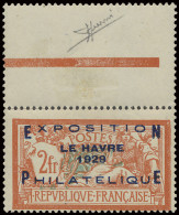 ** N° 257A Exposition Du Havre 1929, Met Bladboord, Een Prachtig Exemplaar Van Deze Zegel, Met Fotocertificaat, Zm (Yv.  - Other & Unclassified