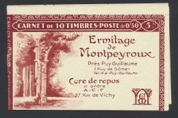 ** N° 199-C18 Semeuse Lignée - 50c. Rouge, Boekje Montpeyroux Met 10 Zegels, Feuillet Gauche Non-perforé, Zm (Yv. €180) - Autres & Non Classés