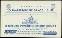 ** N° 1234-C2 Type Marianne à La Nef - 0,25fr. Bleu Et Rouge, Boekje Van 20 Zegels, Serie S2.60, Zm (Yv. €120) - Autres & Non Classés