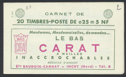 ** N° 1263-C3 Type Marianne De Decaris - 0,25fr. Gris Et Carmin, Boekje Met 20 Zegels, Serie S5.61, Zm (Yv. €100) - Autres & Non Classés