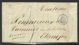 1829 Mooie Voorlopers Vanuit Paris (Seine Oise) Dd. 30/4/1829 In Ronde Blauwe Stempel Naar Eteimpes Met Afstempeling 1/5 - Otros & Sin Clasificación