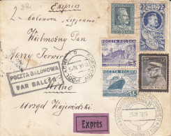 POLOGNE Lettre Expres De 1935 De Varsovie Pour VILNIUS LITUANIE Par BALLON GORDON BENETT - Ballonpost