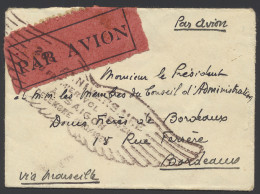 1930, 1° Vlucht Van Saigon Naar Bordeaux Met Speciaal Stempel, Ongebruikelijk Kleinformaat, Zegel Aan Achterkant Verwijd - Other & Unclassified